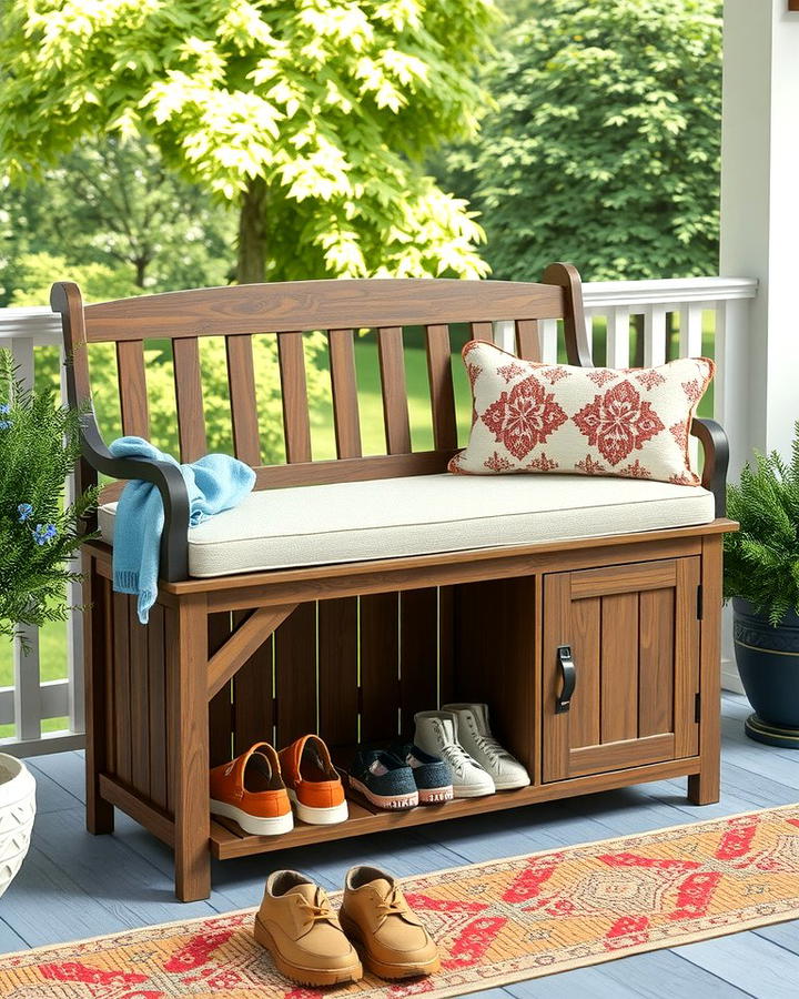 Outdoor Shoe Storage Bench with Cushioned Top - 25 Outdoor Shoe Storage Ideas