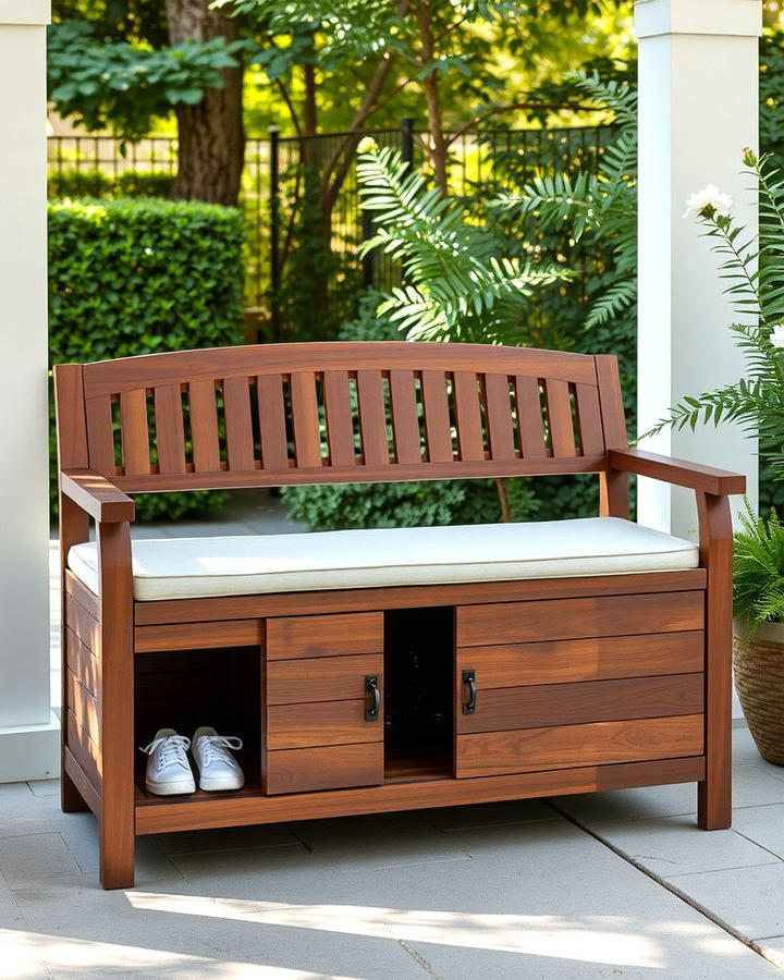 Outdoor Shoe Storage Bench with Sliding Doors - 25 Outdoor Shoe Storage Ideas