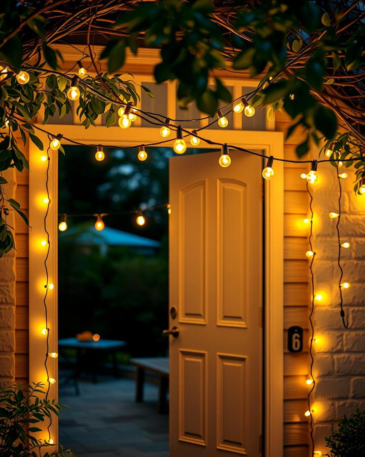 Outdoor String Lights - 25 Summer Front Door Decor Ideas