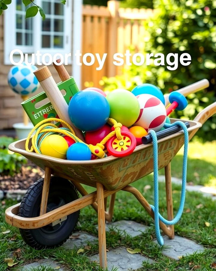 Outdoor Toy Storage - 25 Old Wheelbarrow Ideas