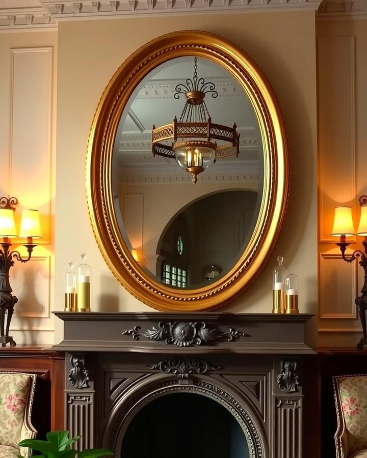 Oval Mirror - 25 Mirror Over Fireplace Ideas