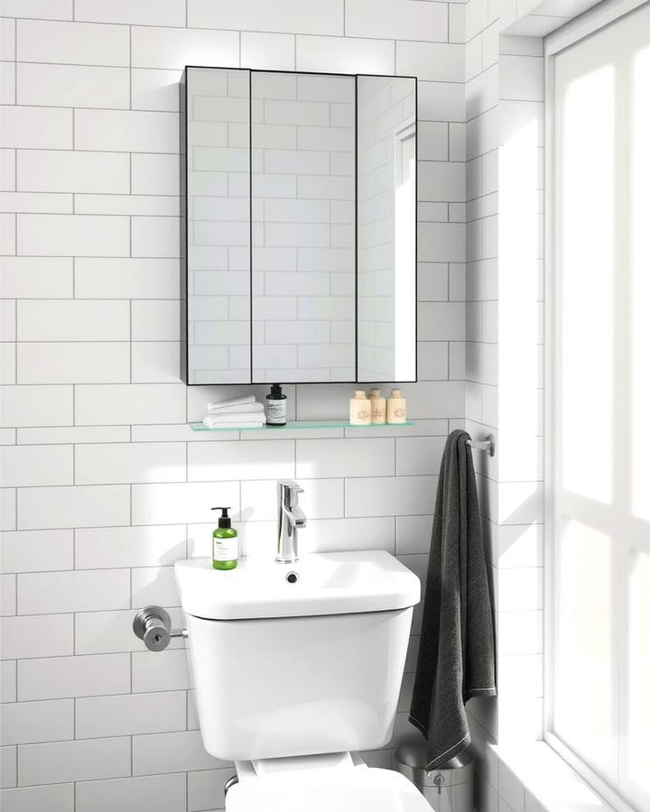 Over the Toilet Mirror Cabinet - 25 Over Toilet Storage Ideas