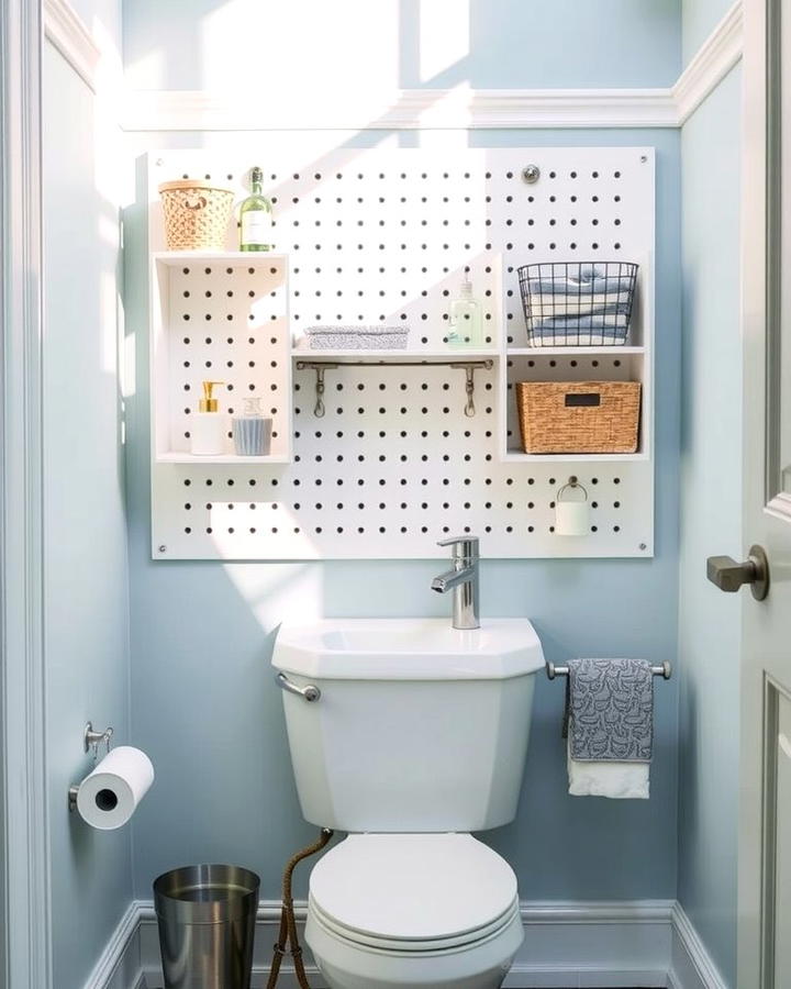 Over the Toilet Pegboard Organizer - 25 Over Toilet Storage Ideas