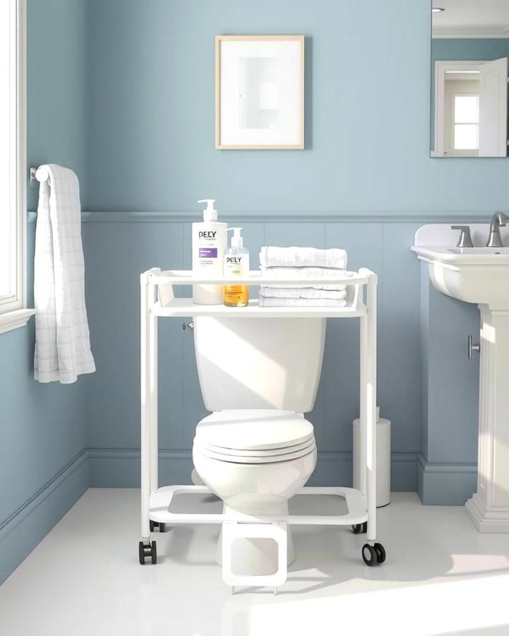 Over the Toilet Rolling Cart - 25 Over Toilet Storage Ideas