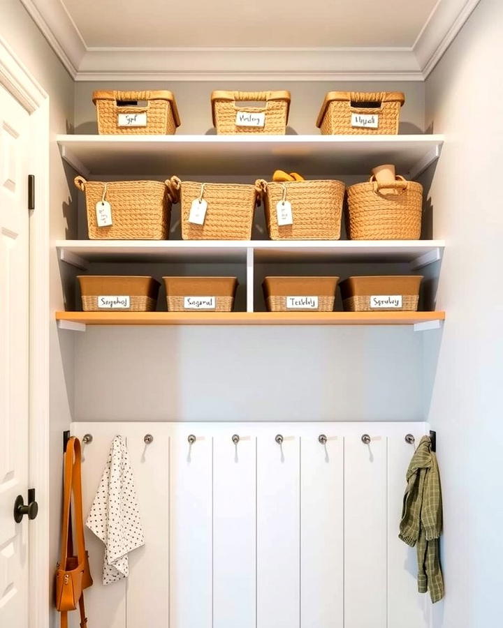 Overhead Shelving - 25 Small Mudroom Ideas