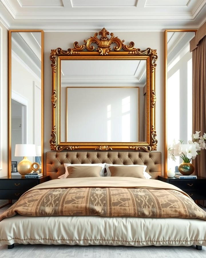 Oversized Mirror - 25 No Headboard Ideas