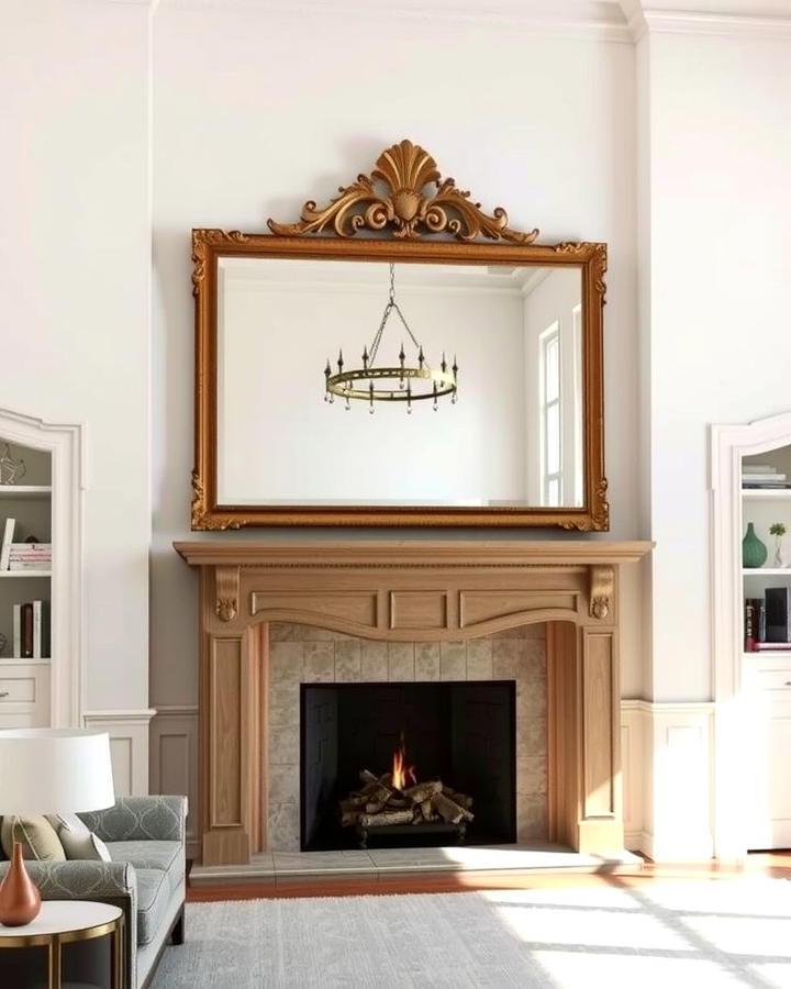 Oversized Statement Mirror - 25 Mirror Over Fireplace Ideas