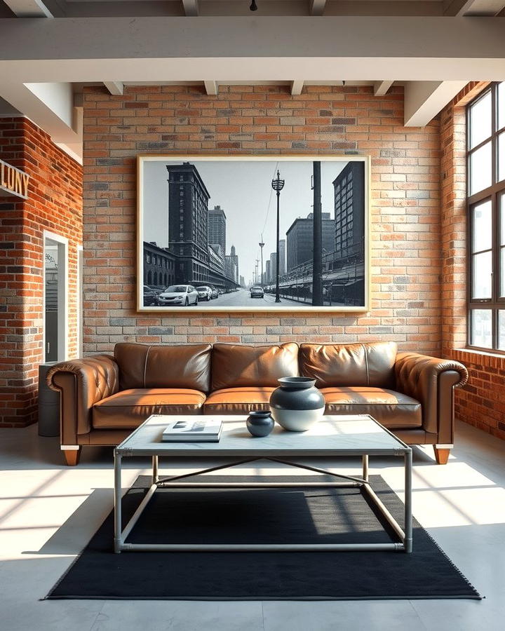 Oversized Wall Art - 30 Industrial Living Room Ideas