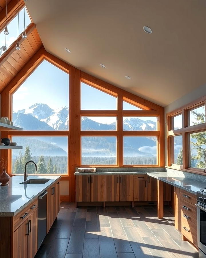 Oversized Windows - 25 Mountain House Kitchen Ideas