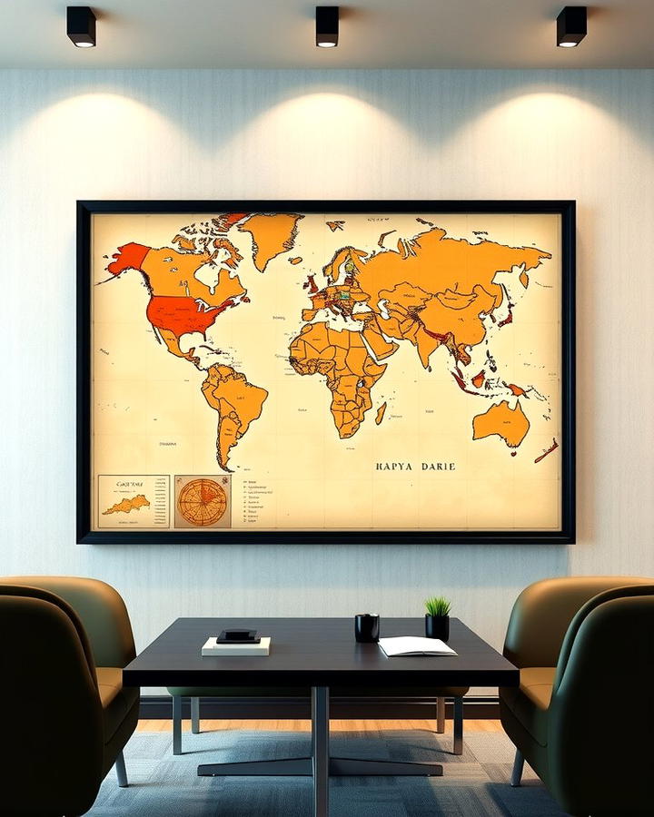 Oversized World Map - 25 Office Wall Decor Ideas