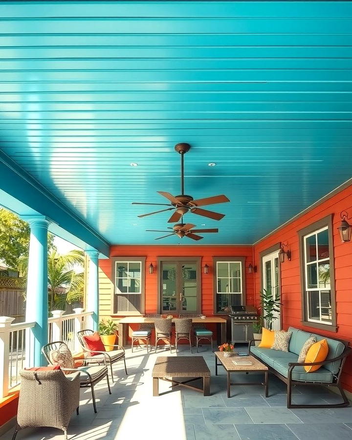 Painted Ceilings for a Pop of Color - 25 patio ceiling ideas