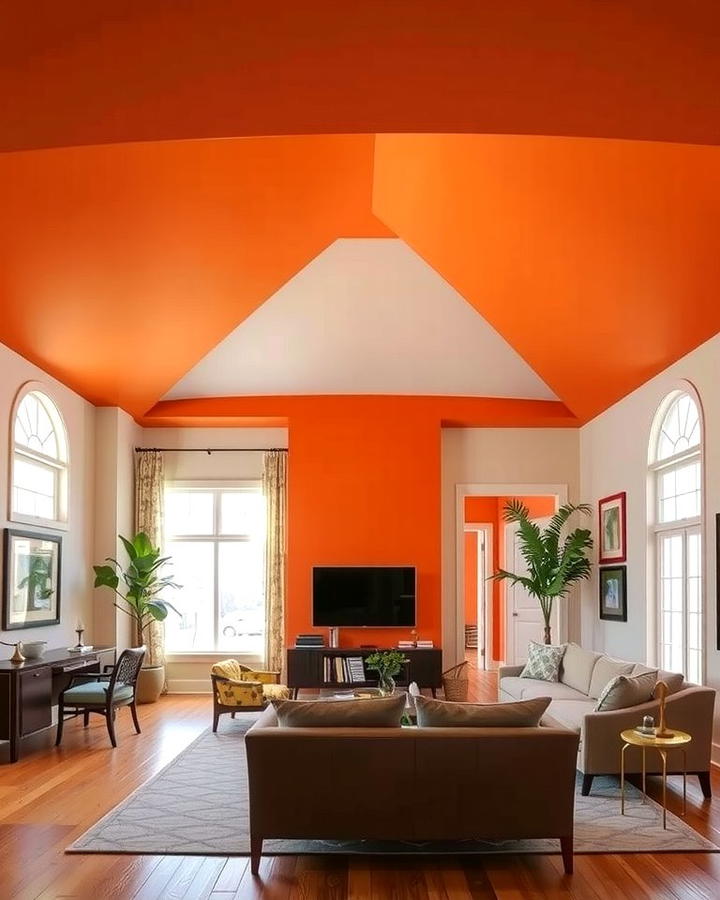 Painted Ceilings - 25 orange and blue living room ideas