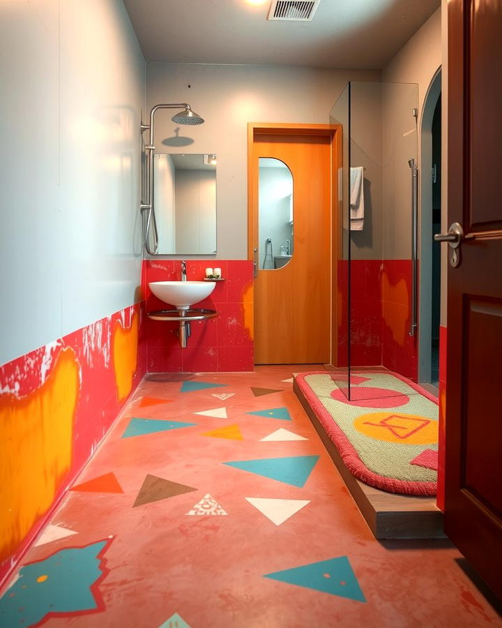 Painted Concrete Floors - 25 Small Bathroom Flooring Ideas