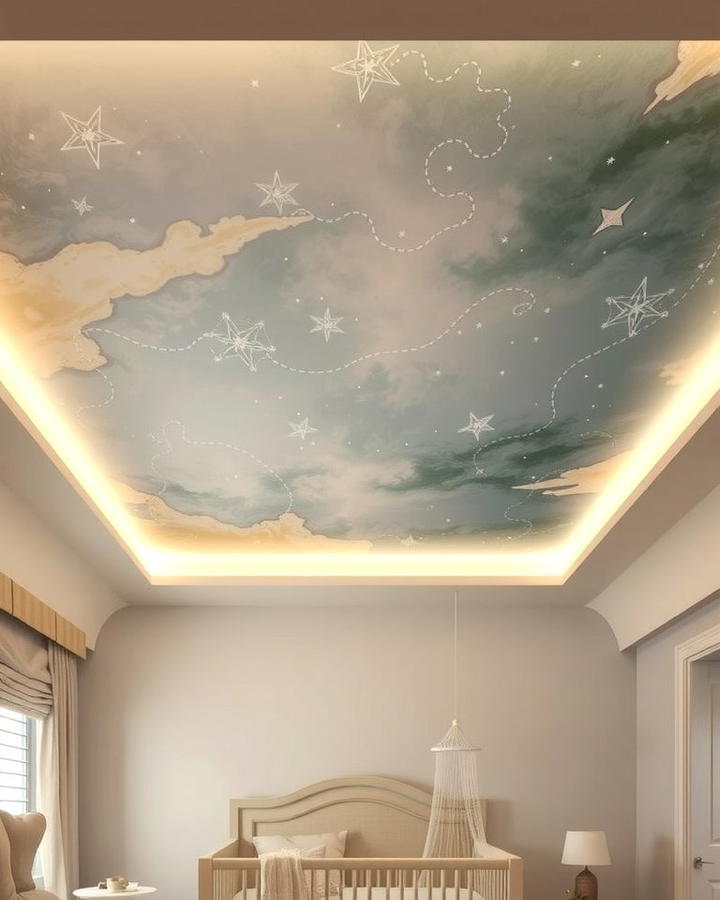 Painted Mural Tray Ceiling - 25 tray ceiling ideas