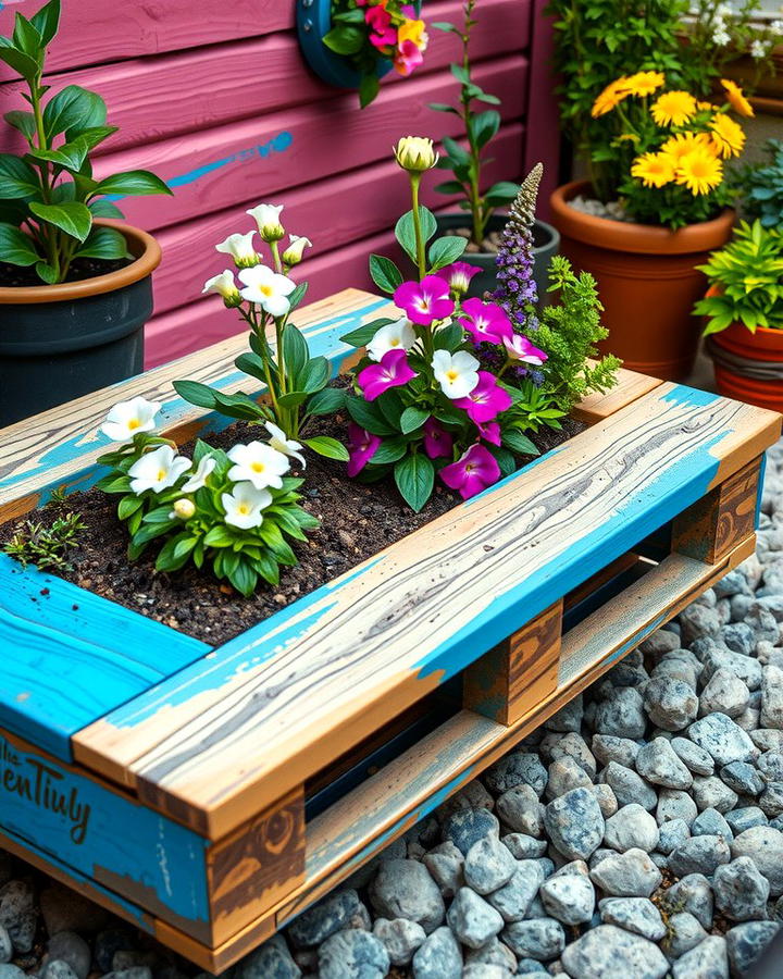 Painted Pallet Garden - 25 Vertical Pallet Garden Ideas