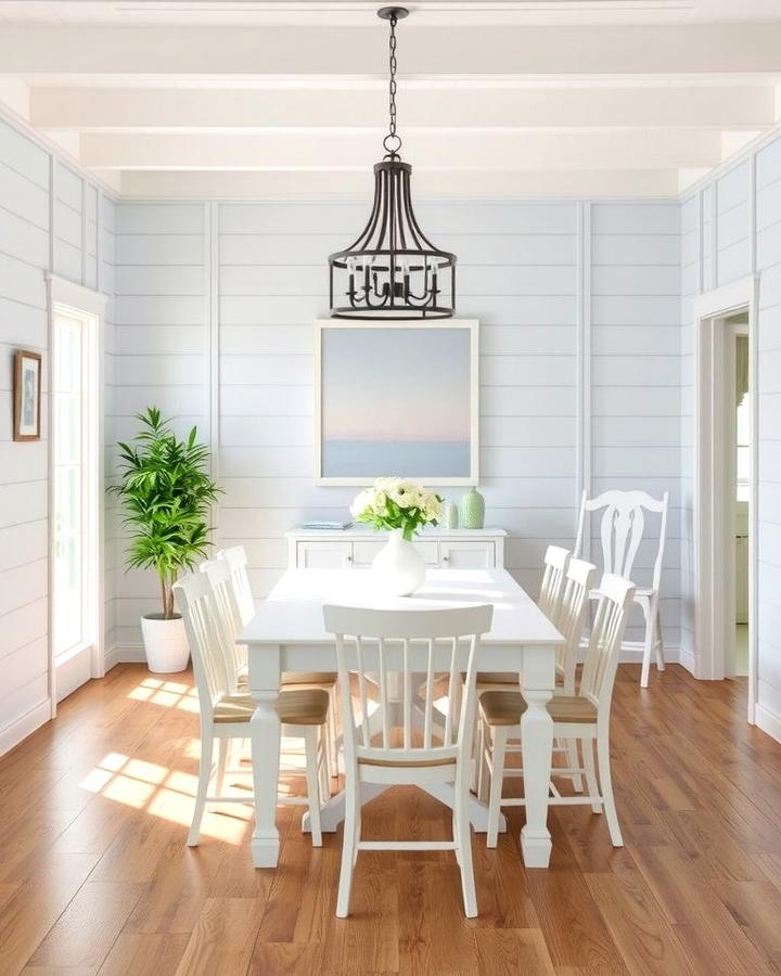 Painted Shiplap in Soft Pastels - 25 Shiplap Dining Room Wall Ideas