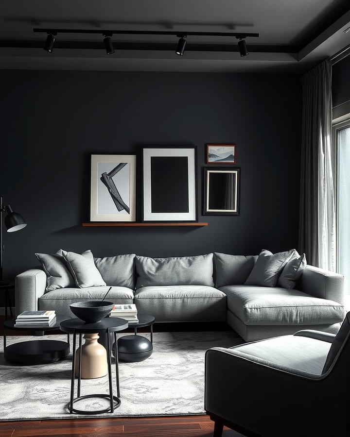 Pair with Black Accents - 30 Grey Couch Living Room Ideas