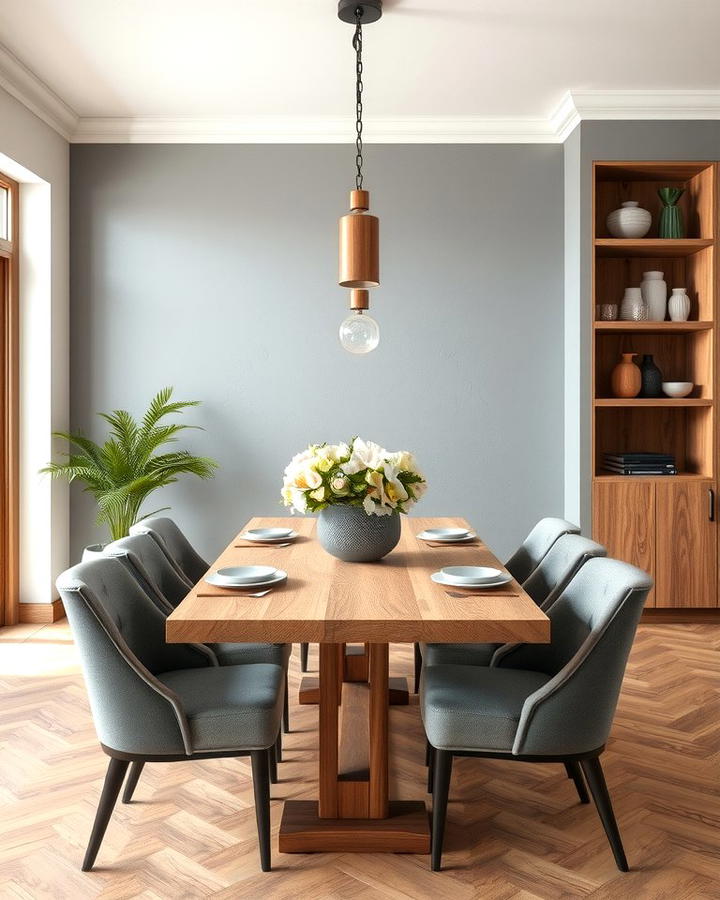 Pairing Gray with Natural Wood Elements - 30 Gray Dining Room Ideas