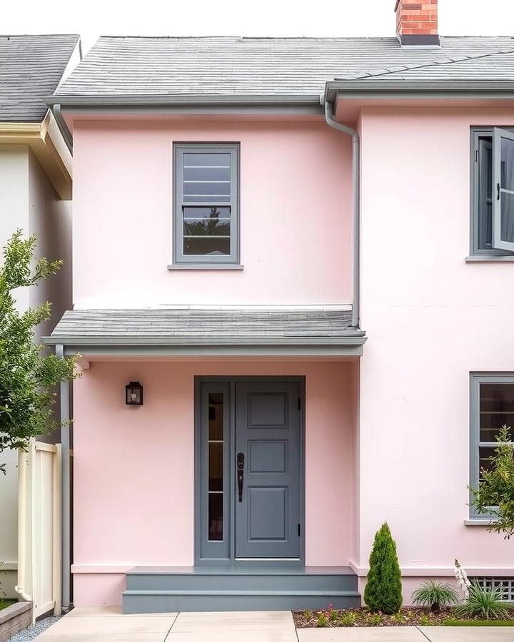 Pale Pink with Gray Accents - 25 Pink House Exterior Ideas