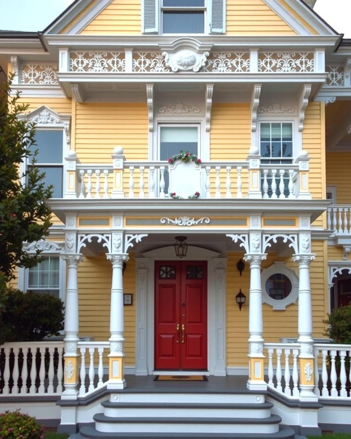 Pale Yellow Victorian Splendor - 25 Yellow Exterior Home Ideas