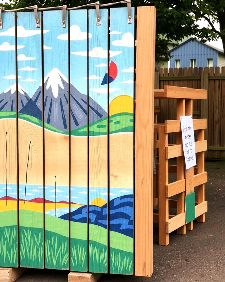 Pallet Fence with Artistic Murals - 25 Pallet Fence Ideas