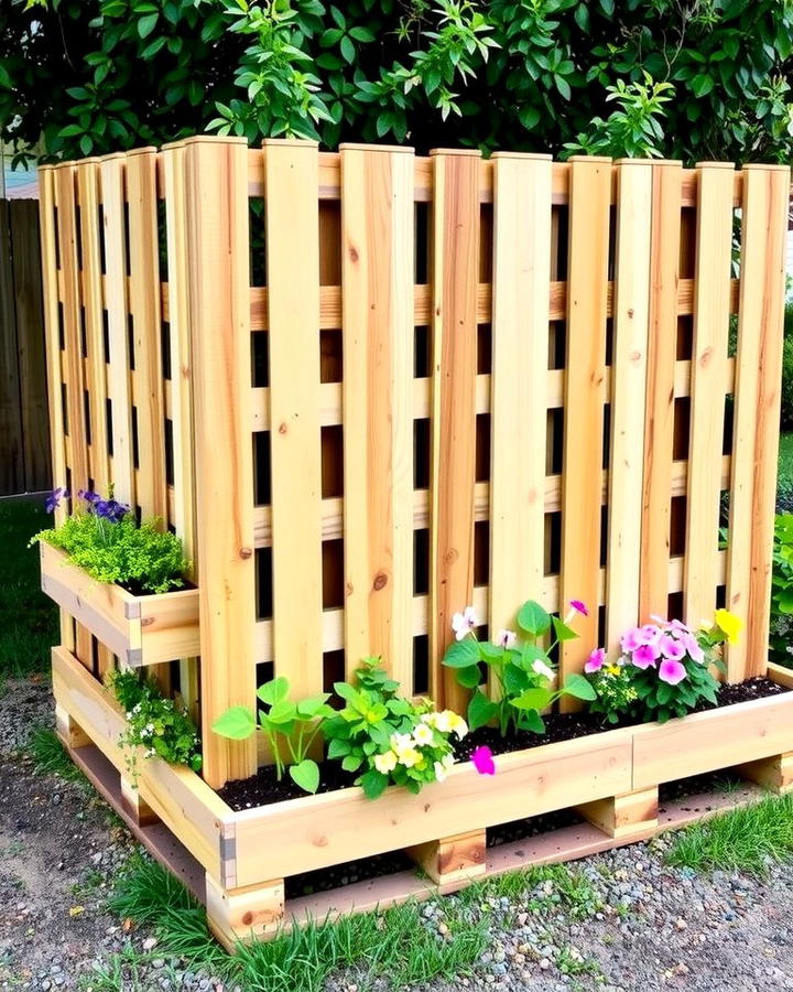 Pallet Fence with Built In Planters - 25 Pallet Fence Ideas