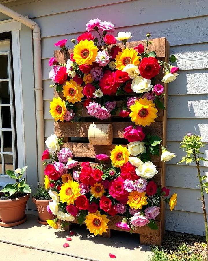 Pallet Flower Wall - 25 Pallet Garden Ideas