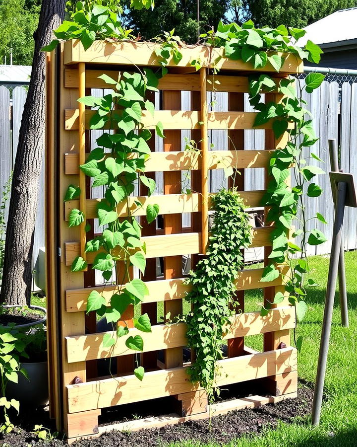 Pallet Garden with Trellis for Climbing Plants - 25 Vertical Pallet Garden Ideas