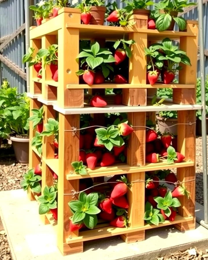 Pallet Strawberry Tower 2 - 25 Vertical Pallet Garden Ideas