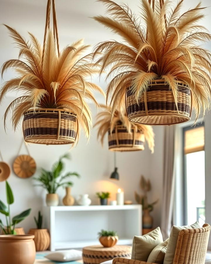 Pampas Grass in Hanging Baskets - 25 Pampas Grass Decor Ideas