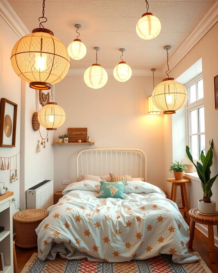 Paper Lanterns for Soft Illumination - 25 small bedroom lighting ideas