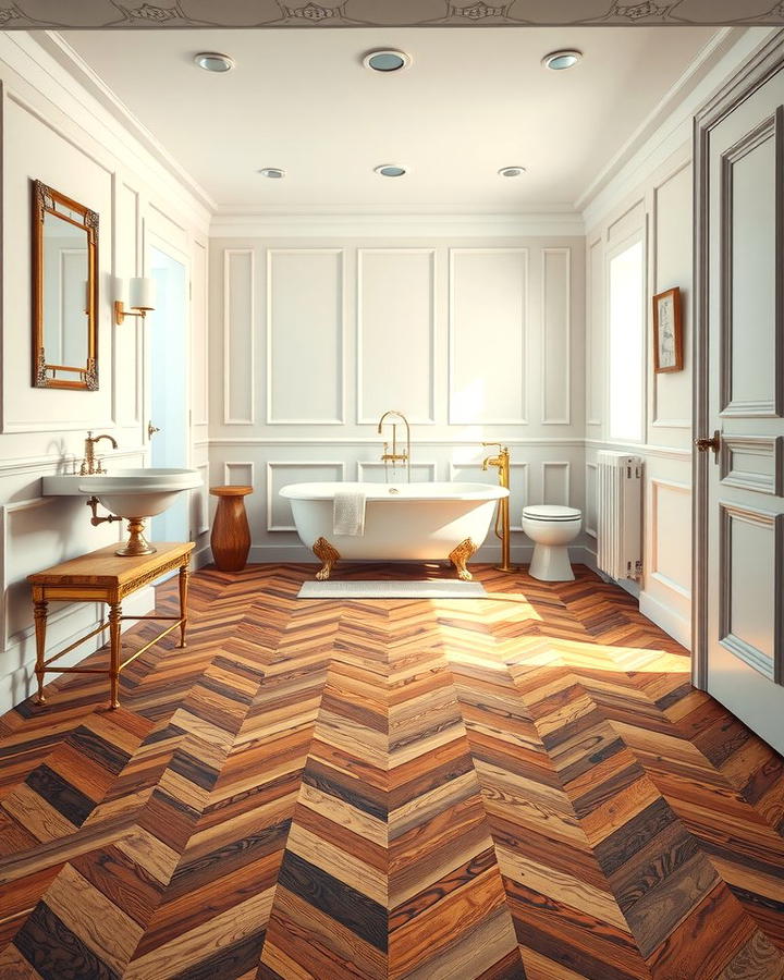 Parquet Flooring for Classic Elegance - 30 Ideas for Wood Floors in Bathrooms