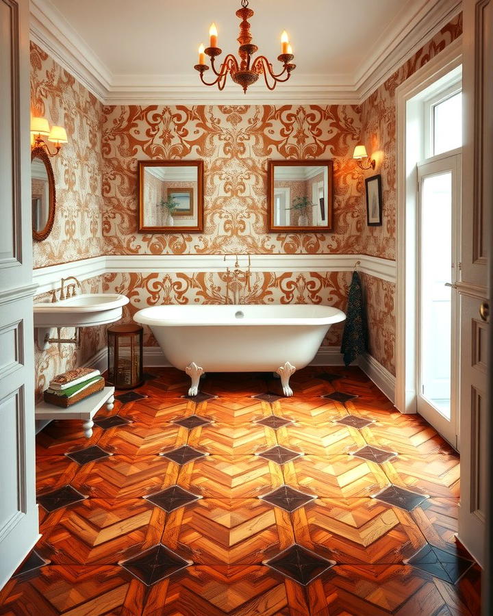 Parquet Wood Flooring - 30 Ideas for Wood Floors in Bathrooms