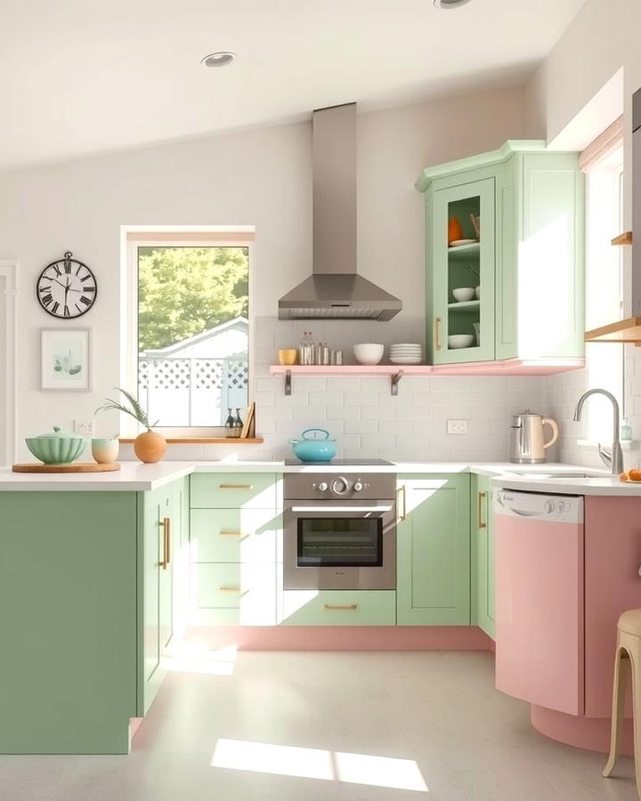 Pastel Cabinets for a Fresh and Cheerful Atmosphere - 25 Painting Kitchen Cabinet Ideas