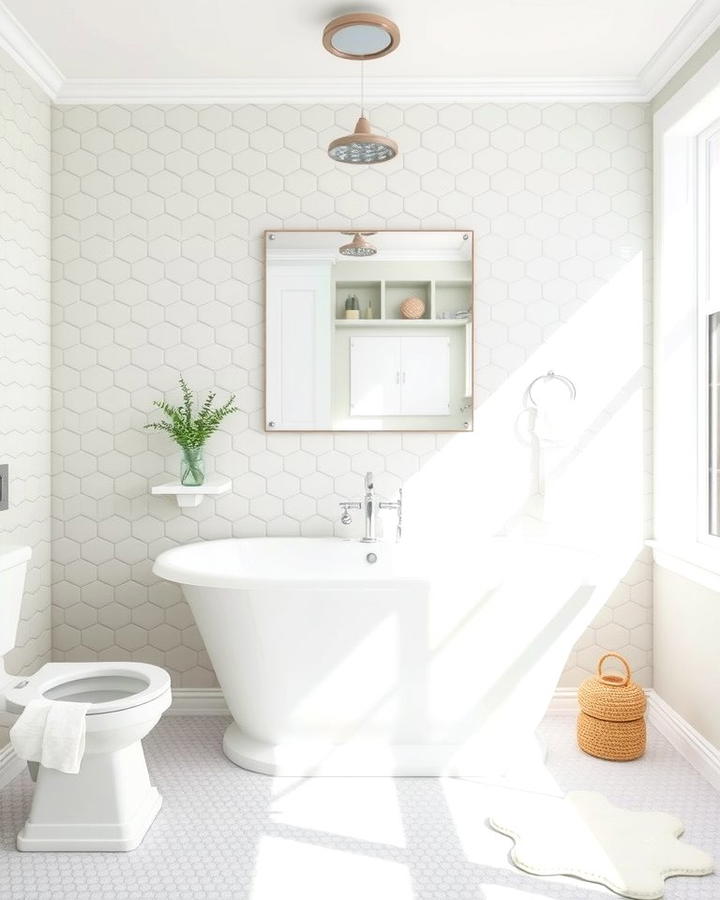 Pastel Hexagon Tiles for a Soft Look - 30 Bathrooms With Hexagon Tile Floors