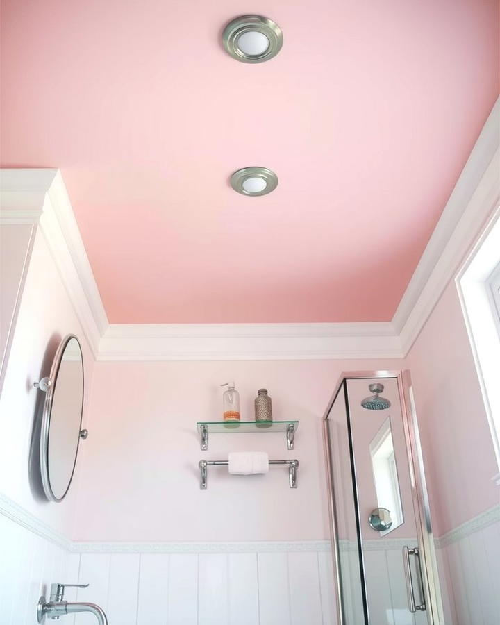 Pastel Pink Ceiling for Subtle Drama - 25 Pink Bathroom Ideas