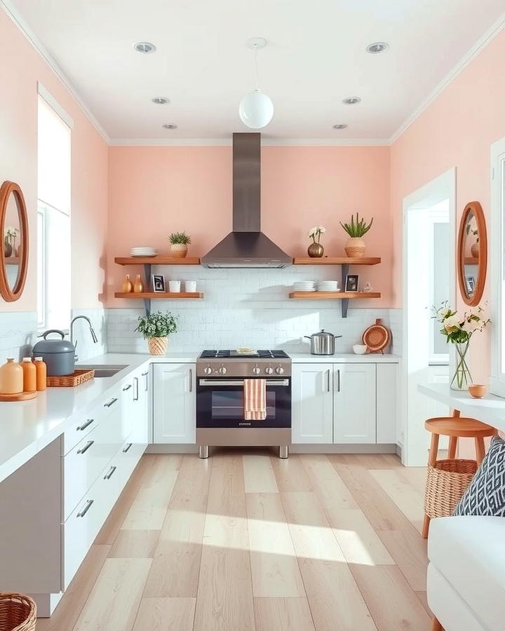 Pastel Pink Walls for a Soft Canvas - 30 Pink Kitchen Ideas