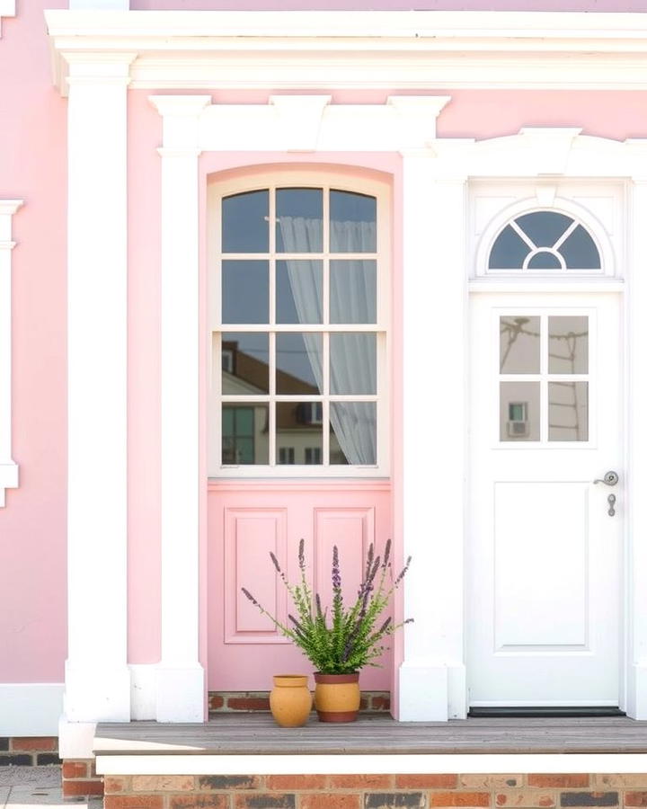 Pastel Pink with White Trim - 25 Pink House Exterior Ideas