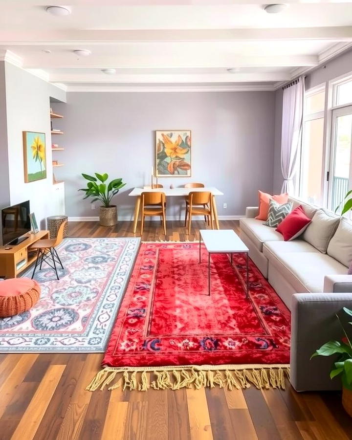 Pastel Rugs for Layering Textures - 25 Pastel Living Room Ideas