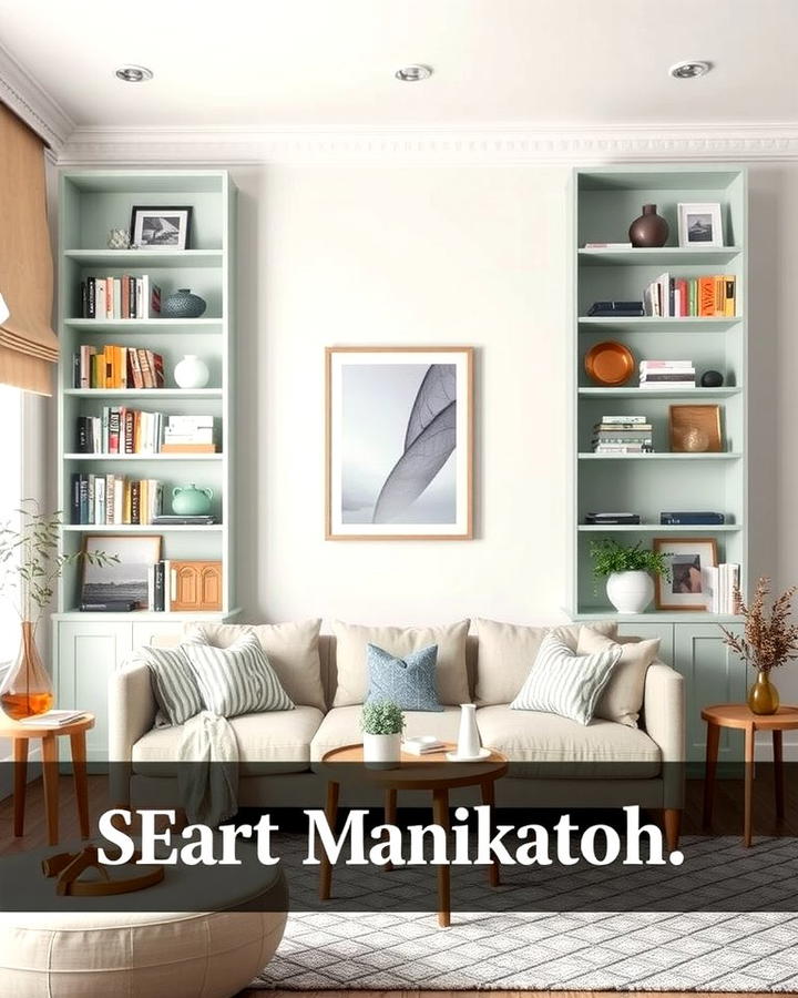Pastel Shelving for Functional Beauty - 25 Pastel Living Room Ideas