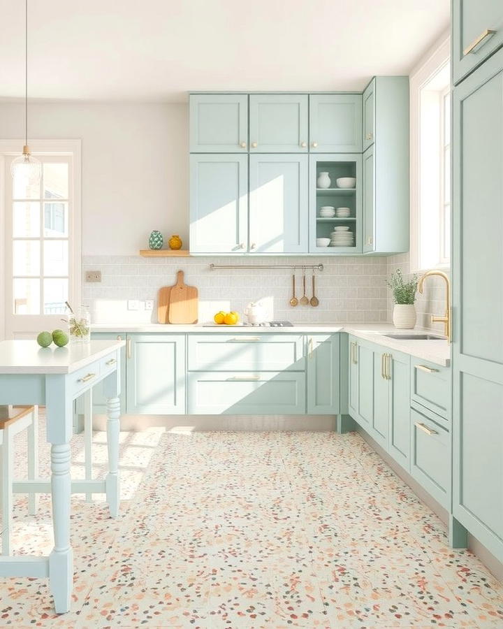 Pastel Terrazzo for a Soft Look - 25 Terrazzo Kitchen Floor Ideas