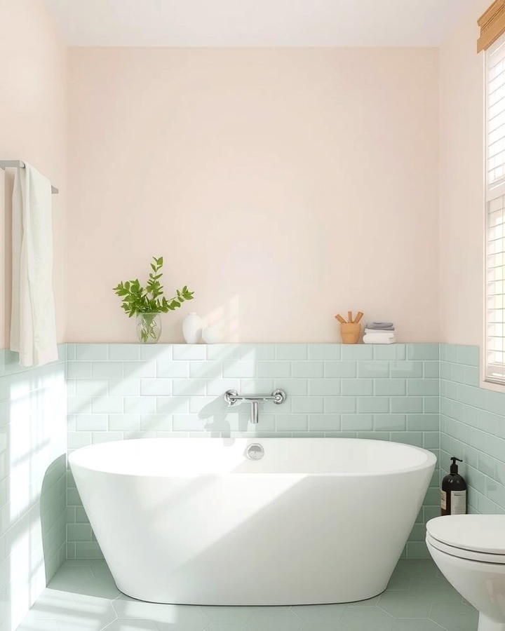 Pastel Tiles for a Soft Look - 30 Half-wall Tile Bathroom Ideas