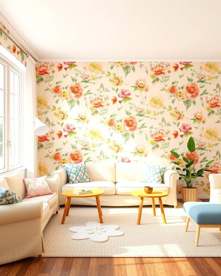 Pastel Wallpaper for a Playful Vibe - 25 Pastel Living Room Ideas