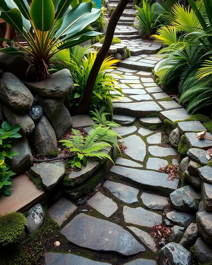 Pathways with Natural Stones - 25 Tropical Garden Ideas