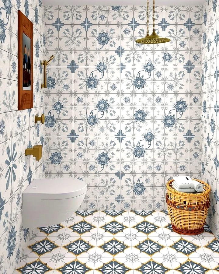 Patterned Ceramic Tiles for Artistic Flair - 30 Shower Floor Tile Ideas