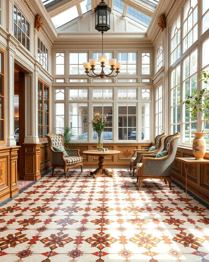 Patterned Floor Tiles - 25 Victorian Sunroom Ideas