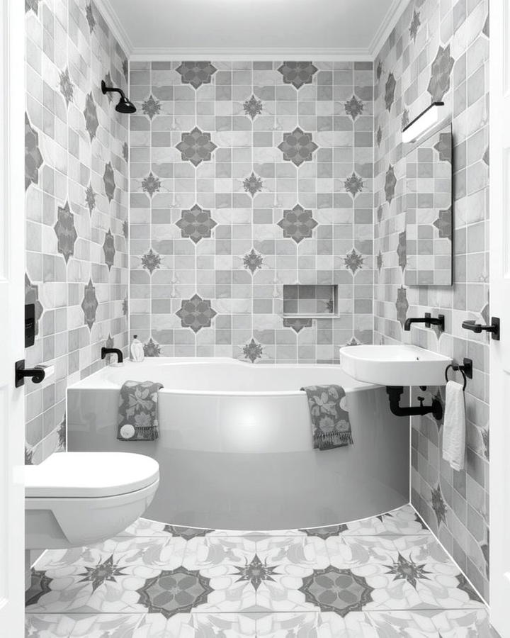 Patterned Gray Tiles for a Unique Touch - 30 Gray Floor Bathroom Ideas