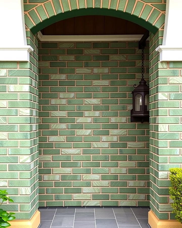 Patterned Green Brick for a Unique Twist - 30 Green Brick Exterior Home Ideas