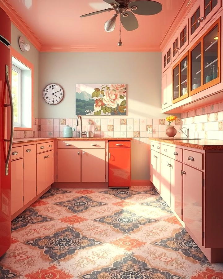 Patterned Linoleum Flooring - 30 1930s - 1940s Kitchens