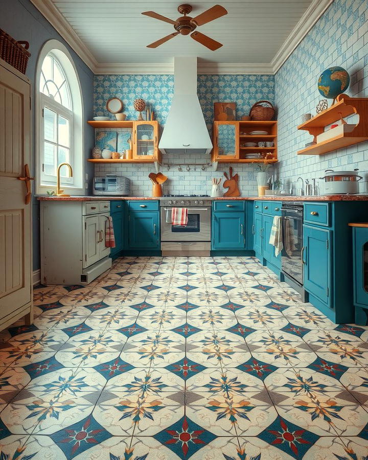 Patterned Linoleum Flooring - 25 Vintage Kitchen Ideas